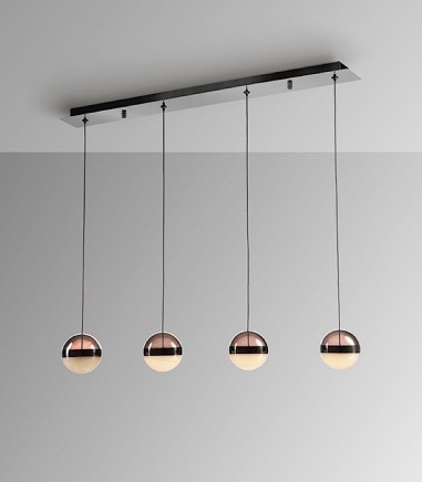 Lámpara lineal Orbes 4L cromo negro - Schuller