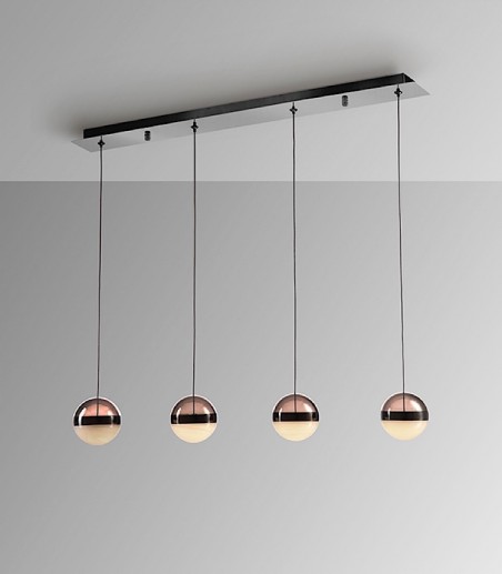 Lámpara lineal Orbes 4L cromo negro - Schuller