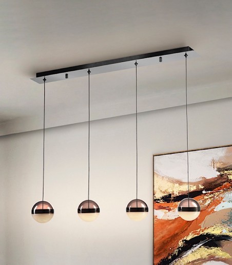 Lámpara lineal Orbes 4L cromo negro - Schuller