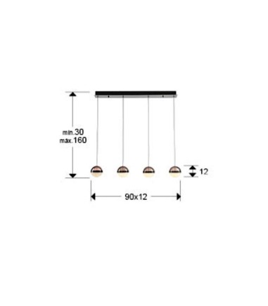 Lámpara lineal Orbes 4L cromo negro - Schuller