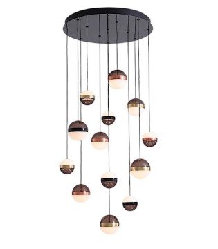 Lámpara colgante Orbes 13L negro cobre latón - Schuller