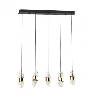 Lámpara de techo lineal LED Iliada 5L negro oro - Schuller