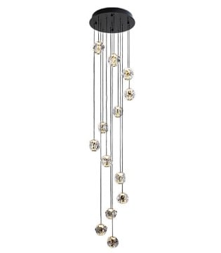 Lámpara colgante Zaria 13L negro oro transp - Schuller