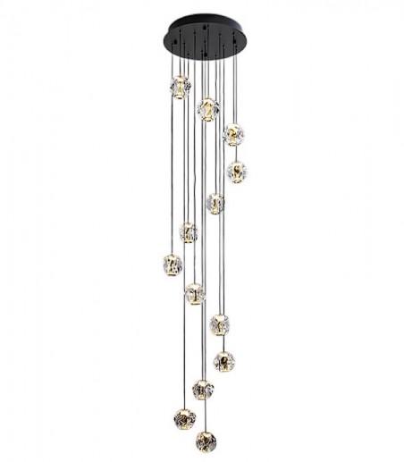 Lámpara colgante Zaria 13L negro oro transp - Schuller