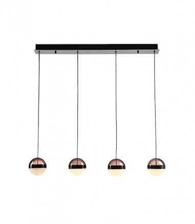 Lámpara De Techo Lineal LED Orbes 4L Cromo Negro - Schuller