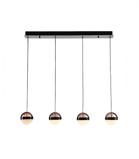 Lámpara De Techo Lineal LED Orbes 4L Cromo Negro - Schuller