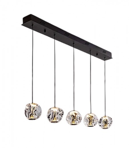 Lámpara lineal led Zaria 5L negro oro transp - Schuller