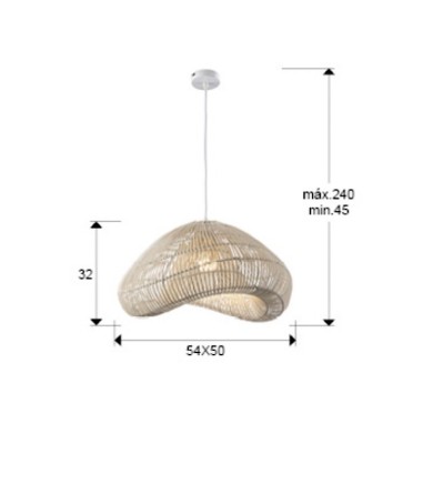Lámpara colgante Sabah 1L ratan blanco 55cm - Schuller
