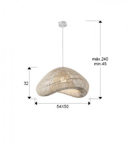 Lámpara colgante Sabah 1L ratan blanco 55cm - Schuller