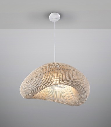 Lámpara colgante Sabah 1L ratan blanco 55cm - Schuller