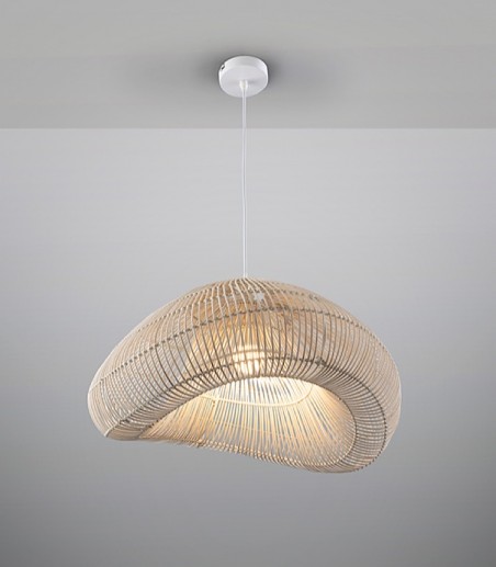 Lámpara colgante Sabah 1L ratan blanco 55cm - Schuller