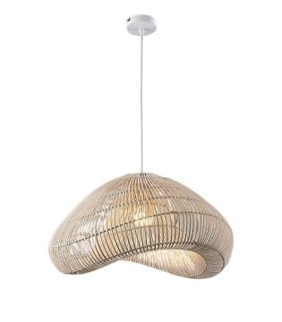 Lámpara colgante Sabah 1L ratan blanco 55cm - Schuller