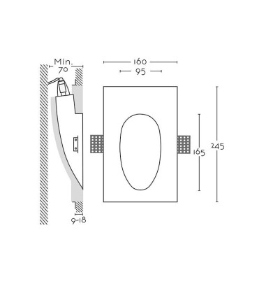 Dimensiones Empotrable pared invisible Kava escayola G9- Ineslam - 245x170