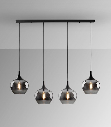 Lámpara de techo lineal Opaz 4L negro smoke - Schuller