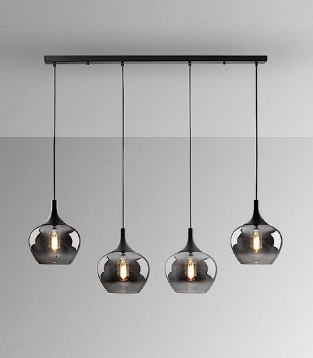 Lámpara de techo lineal Opaz 4L negro smoke - Schuller