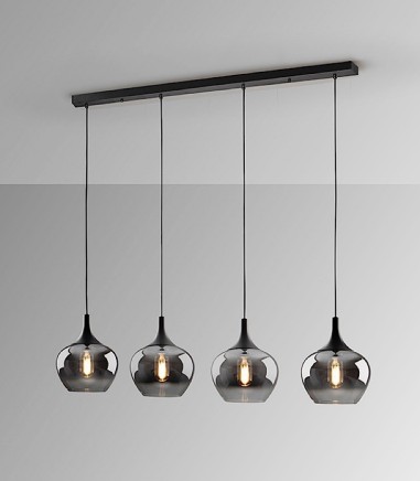 Lámpara de techo lineal Opaz 4L negro smoke - Schuller