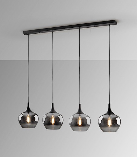 Lámpara de techo lineal Opaz 4L negro smoke - Schuller