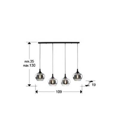 Lámpara lineal Opaz 4L negro smoke - Schuller