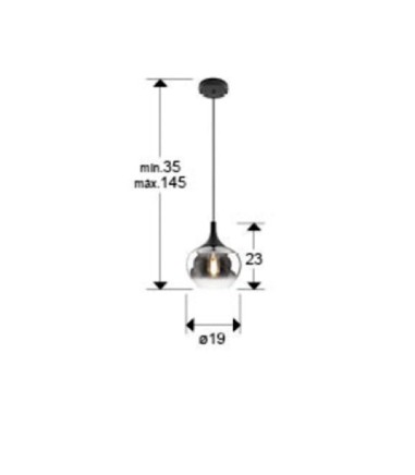 Lámpara colgante Opaz 1L negro smoke D19 - Schuller