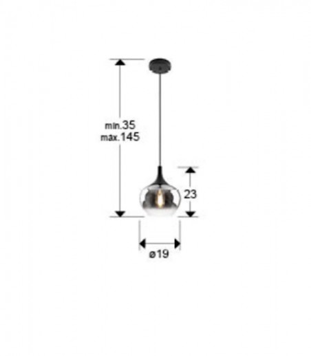 Lámpara colgante Opaz 1L negro smoke D19 - Schuller