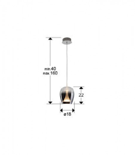 Lámpara colgante Suspiro 1L cromo smoky D18 - Schuller