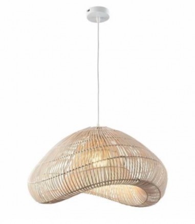 Lámpara colgante Sabah 1L ratan blanco 80cm - Schuller