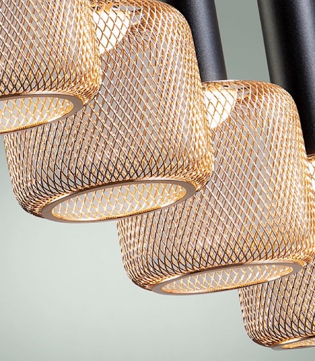 Lámpara lineal Sincro 4L negro oro - Schuller