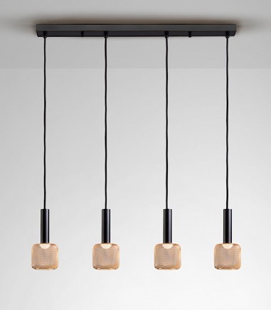 Lámpara de techo lineal Sincro 4 luces negro oro - Schuller