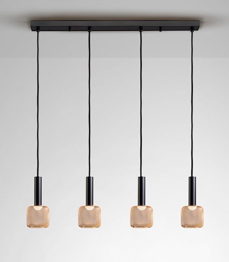 Lámpara de techo lineal Sincro 4 luces negro oro - Schuller