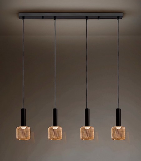 Lámpara lineal Sincro 4L negro oro - Schuller
