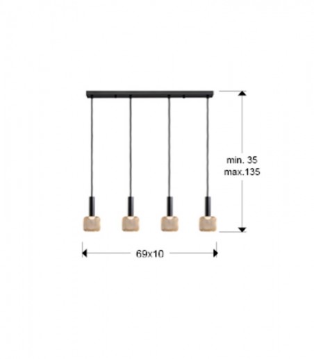 Dimensiones:  Lámpara lineal Sincro 4L negro oro - Schuller