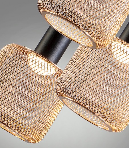 Lámpara colgante Sincro 3L negro oro - Schuller