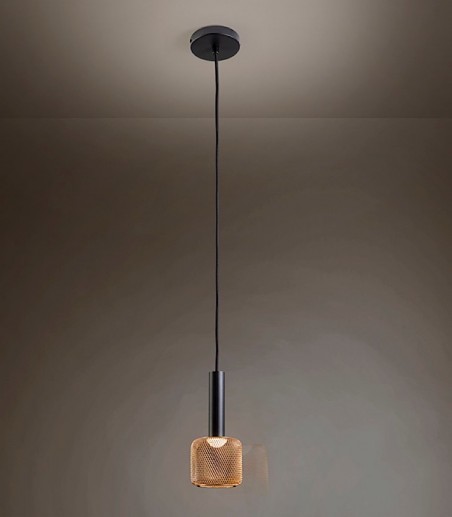 Lámpara colgante Sincro 1L negro oro - Schuller