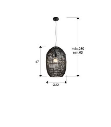 Lámpara colgante Tizne 1L negro D30 - Schuller