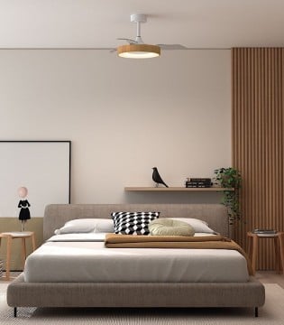 Ventilador de techo con luz y aspas plegables Lisboa madera DC 91.5 cm - MDC 2