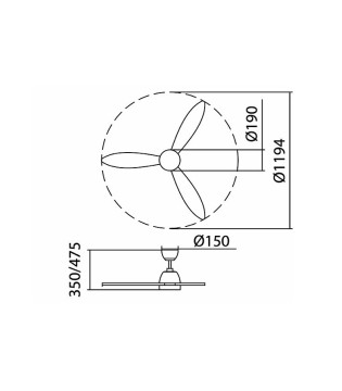 Ventilador de techo con aspas largas con luz Sydney DC 119.4 cm - MDC 2