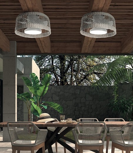 Comedor con ventiladores de techo con luz Ibiza ratán DC 61.2 cm - MDC