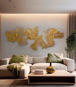 Adorno de pared metálico Drako acero dorado 220x90 - Schuller