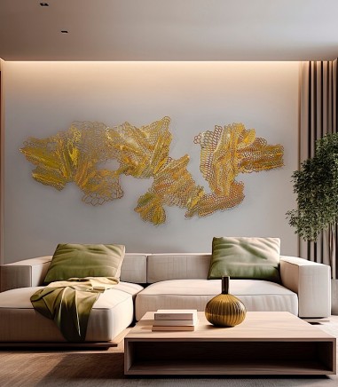 Adorno de pared metálico Drako acero dorado 220x90 - Schuller