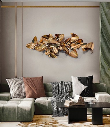 Adorno de pared metálico Camile oro rosa 160x60 - Schuller