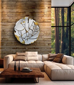 Adorno de pared metálico Fiorella oro cromo 110x110 - Schuller
