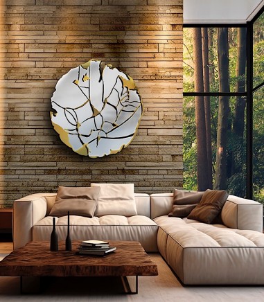 Adorno de pared metálico Fiorella oro cromo 110x110 - Schuller