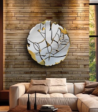 Adorno de pared metálico Fiorella oro cromo 110x110 - Schuller 2