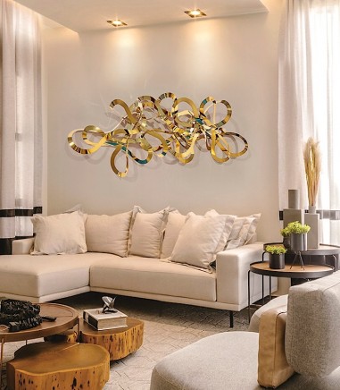 Adorno de pared metálico Medusa acero dorado 155x55 - Schuller