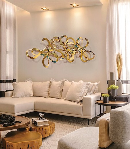 Adorno de pared metálico Medusa acero dorado 155x55 - Schuller