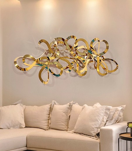 Adorno de pared metálico Medusa acero dorado 155x55 - Schuller