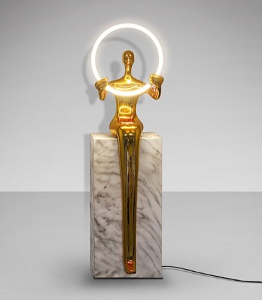 Figura decorativa con luz El aro pedestal oro 160 cm - Schuller