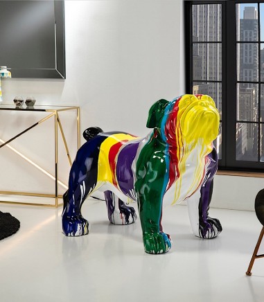 Figura decorativa de colores Hugo bulldog grande 94 cm - Schuller