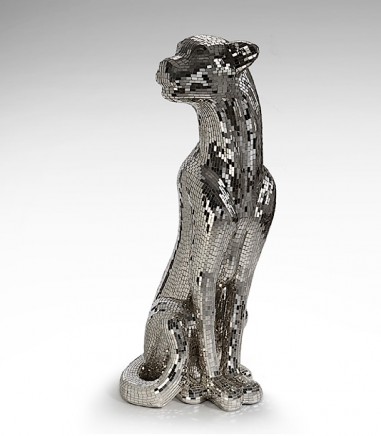 Figura decorativa leopardo Baguira plata 150 cm - Schuller