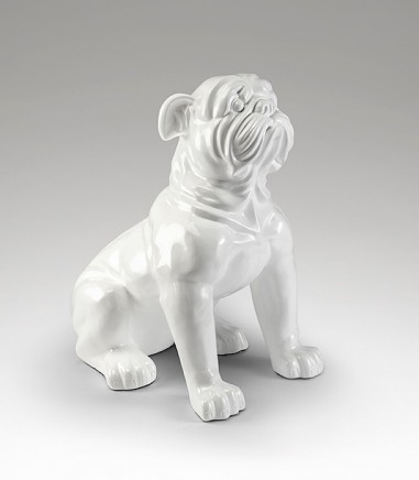 Figura decorativa White Bulldog grande blanca 109 cm - Schuller